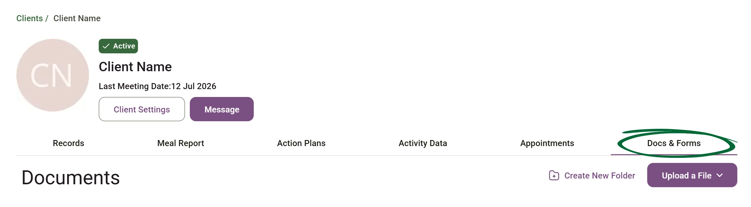 Open Docs & Forms Tab screenshot